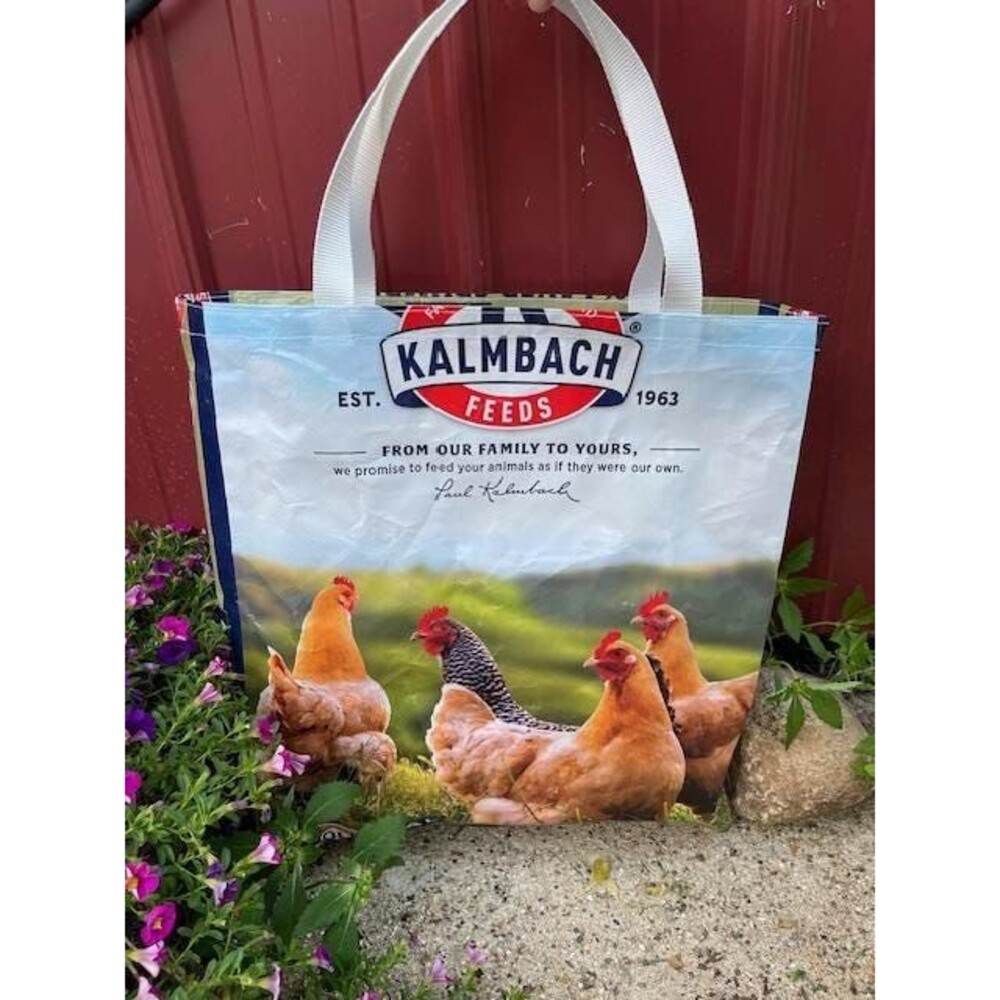 Upcycled Chicken Feed Bag Tote | Recycled Kalmbach Feeds Sack Market Bag